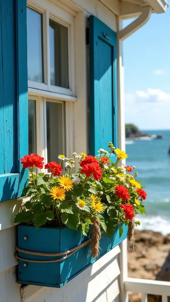 coastal floral window boxes