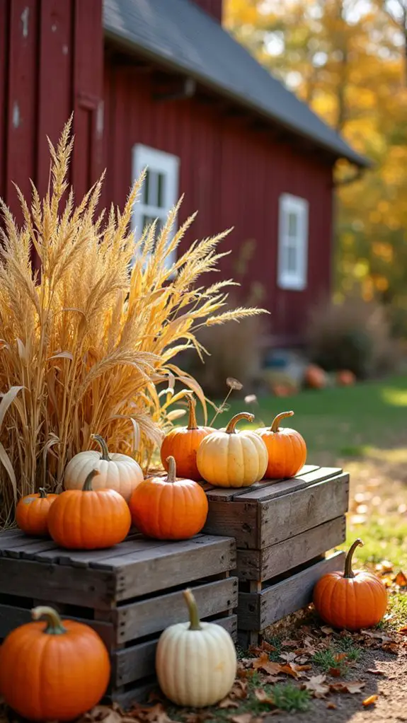 colorful gourds and corn