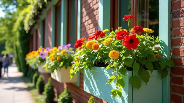 colorful window flower boxes