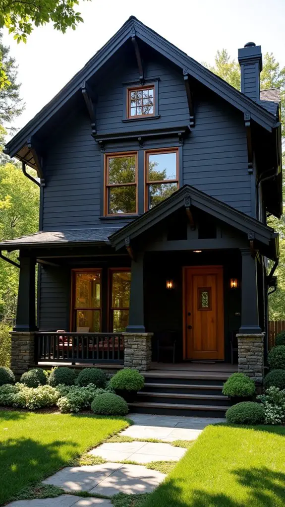 contrasting dark wood accents