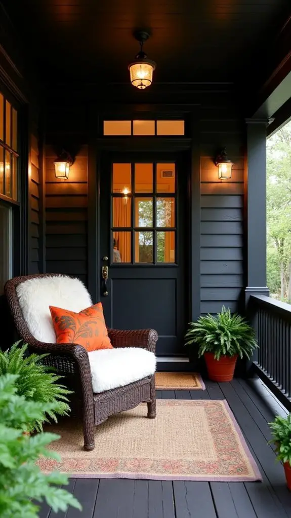 cozy black craftsman porch