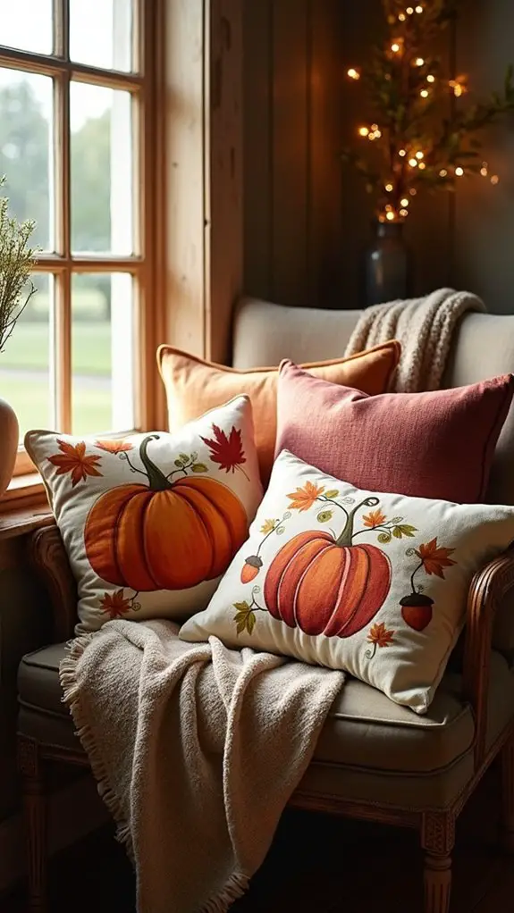 cozy fall themed throw pillows