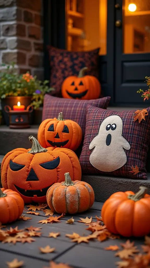 cozy halloween pillow decor