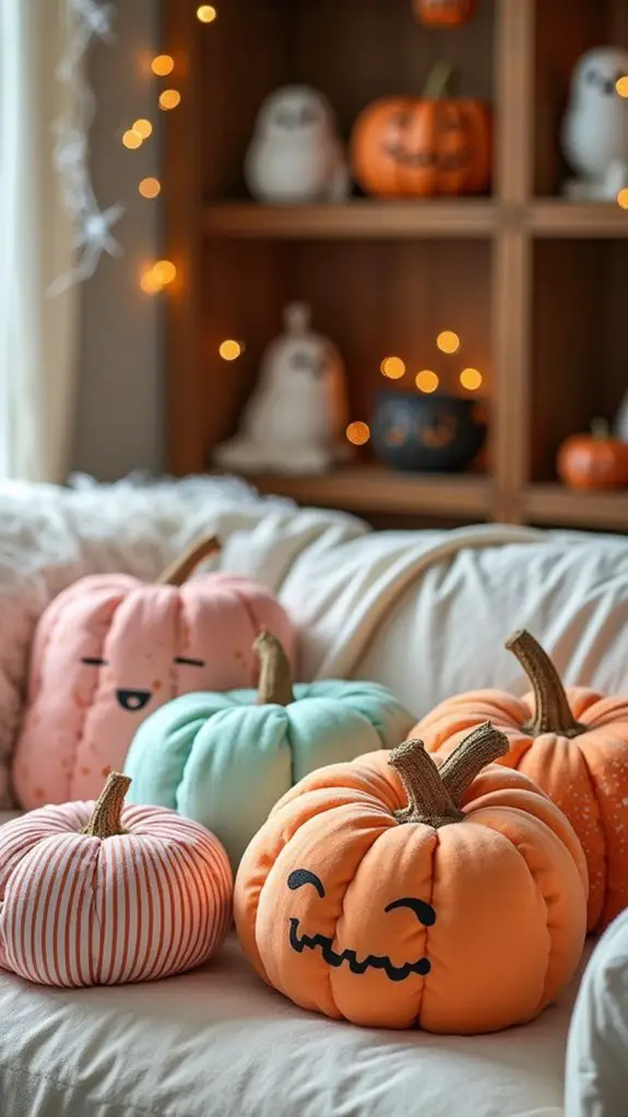 cozy halloween pumpkin pillows
