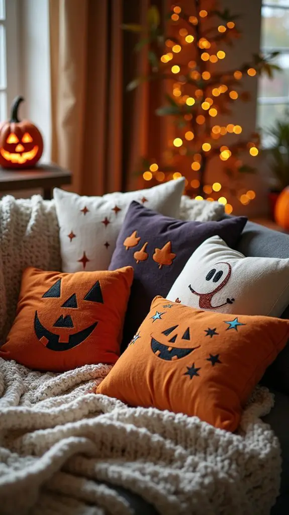 cozy halloween throw pillow decor