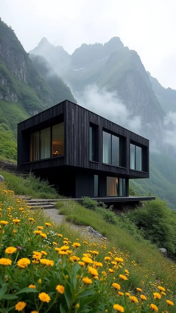 dark houses in nature