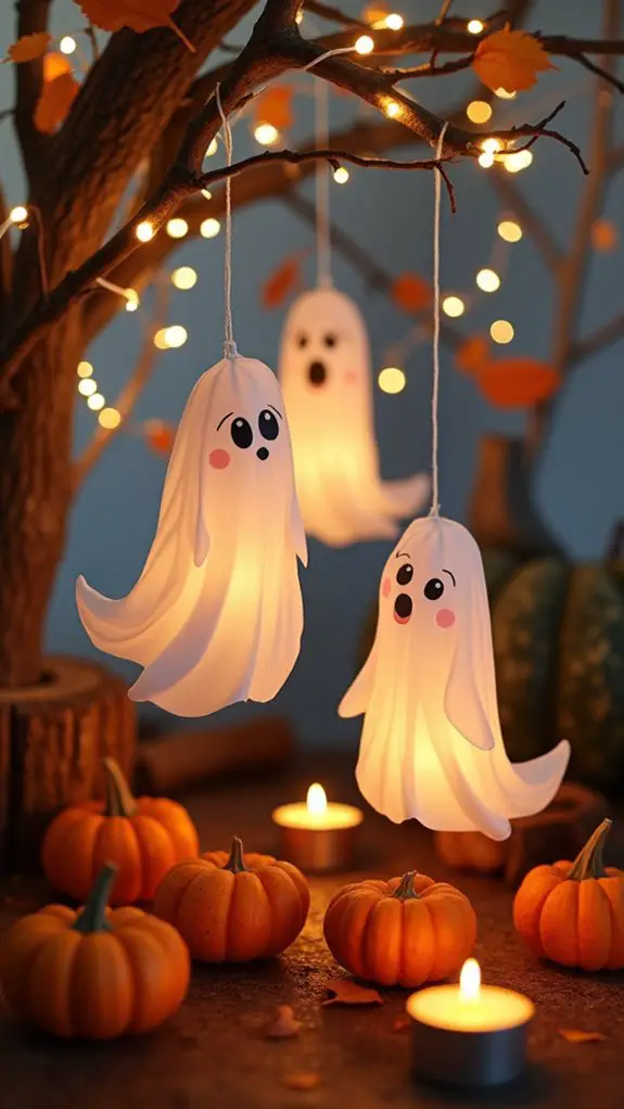 diy floating paper mache ghosts