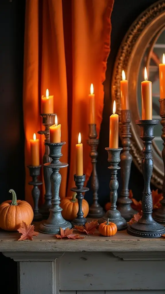 eclectic halloween candlestick decor