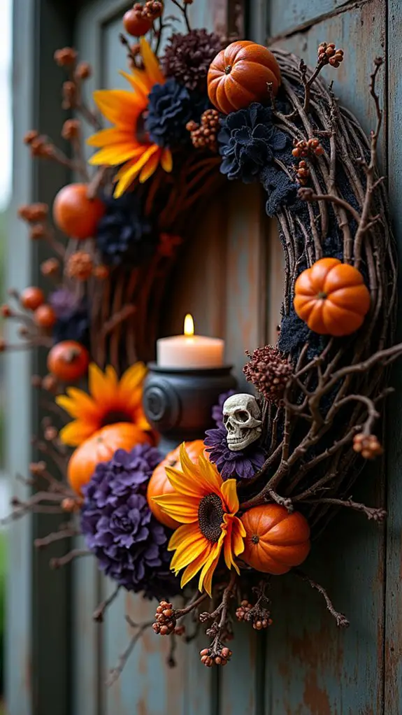 edgy halloween wreath decor