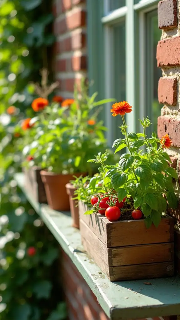 edible plants in window box