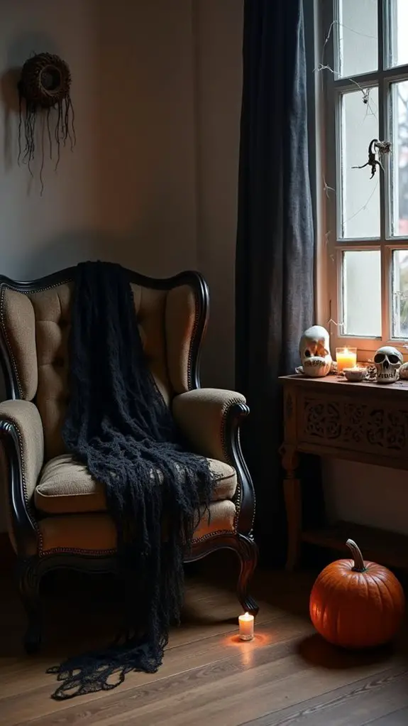 eerie cobwebbed furniture accents