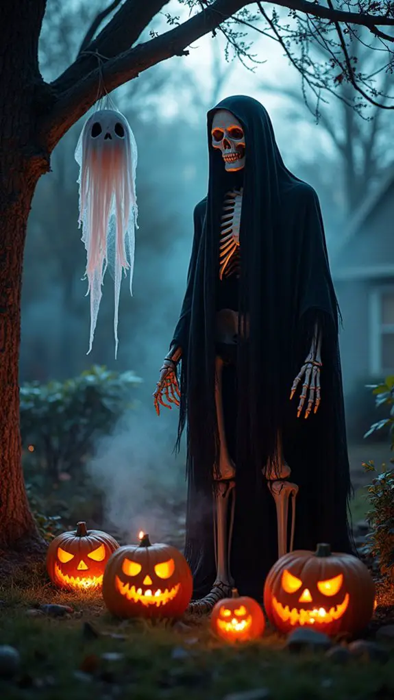 eerie graveyard with skeletons