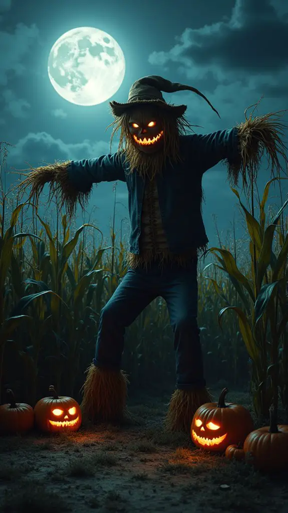 eerie halloween cornfield display