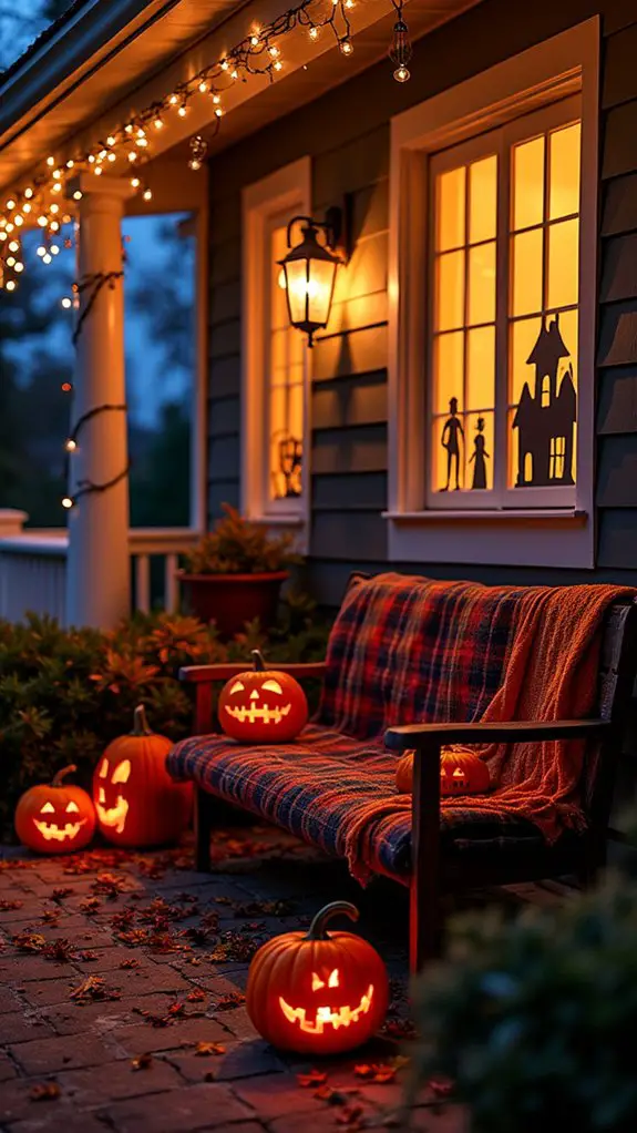 eerie haunted house silhouettes