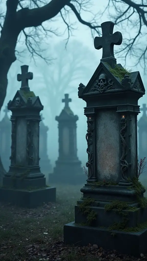 eerie moonlit graveyard atmosphere