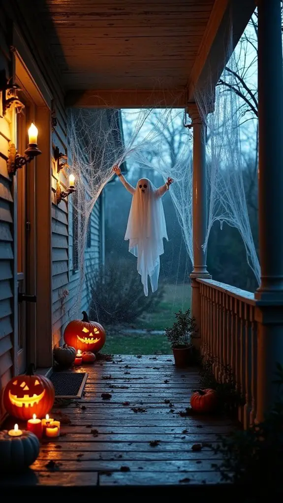 eerie porch cobweb decorations