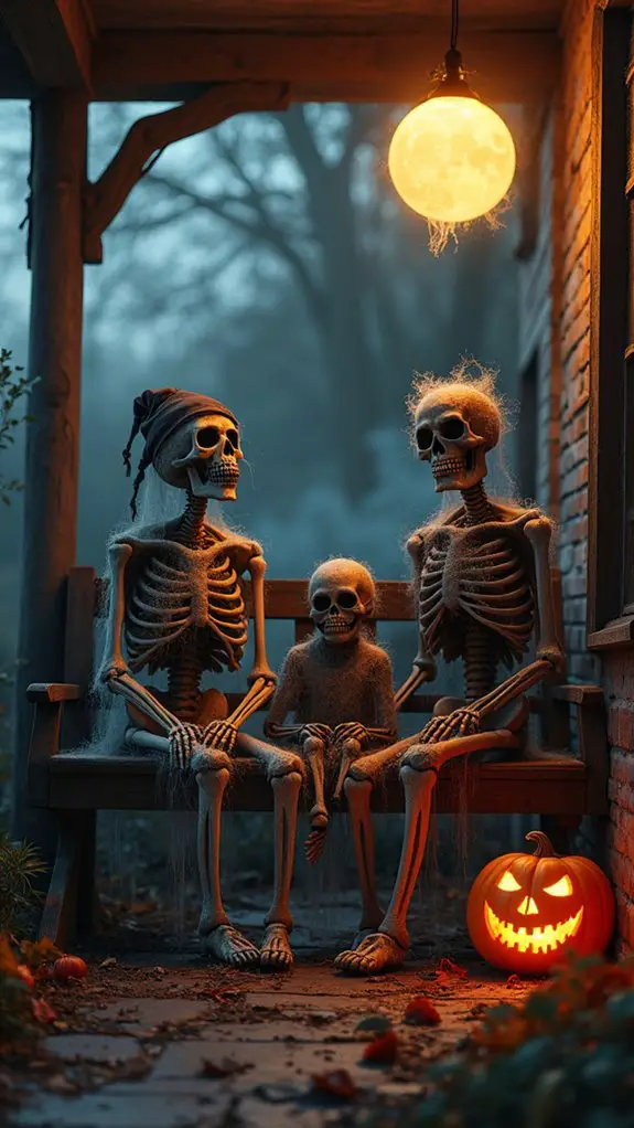 eerie skeleton family display