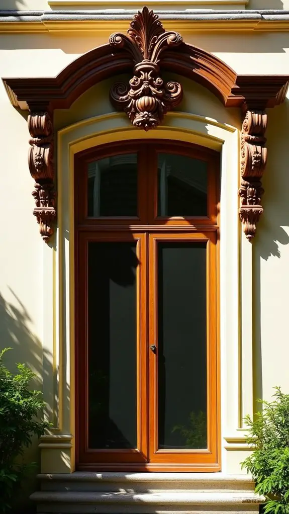 elaborate carved pediments enhance