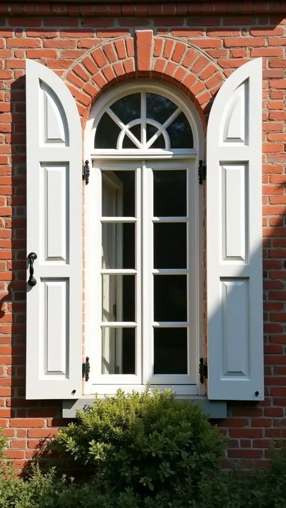 elegant arched white shutters