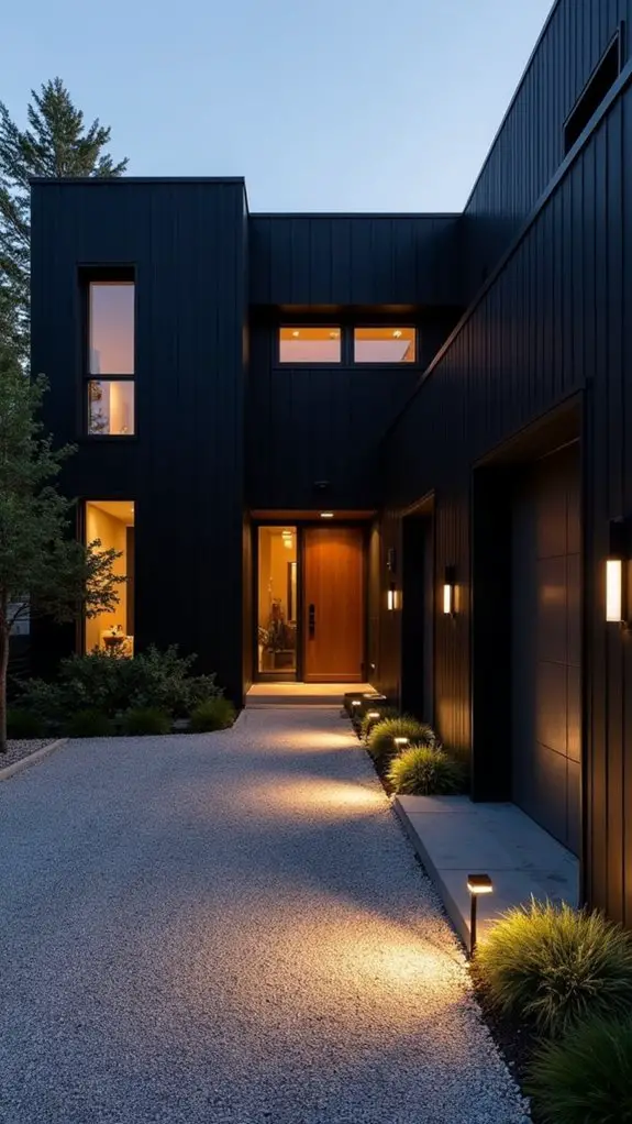 elegant black driveway lighting