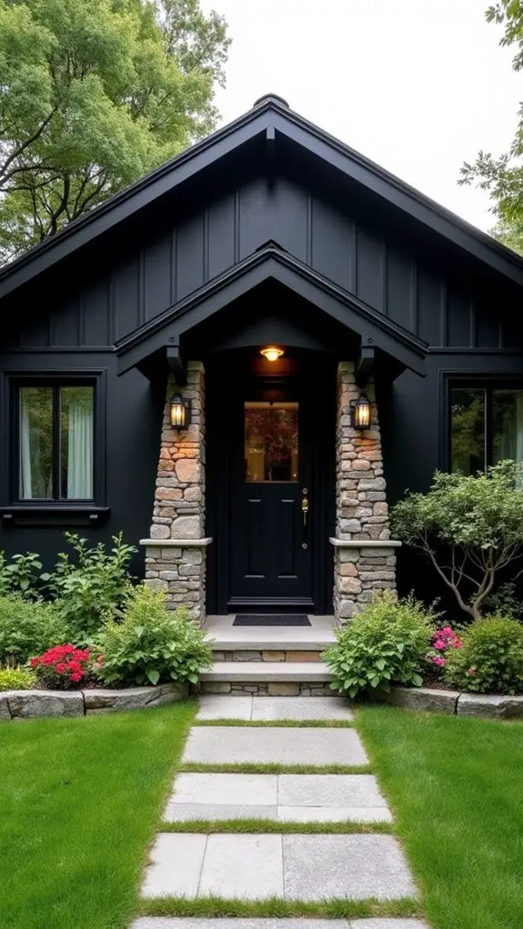 elegant black stone bungalow