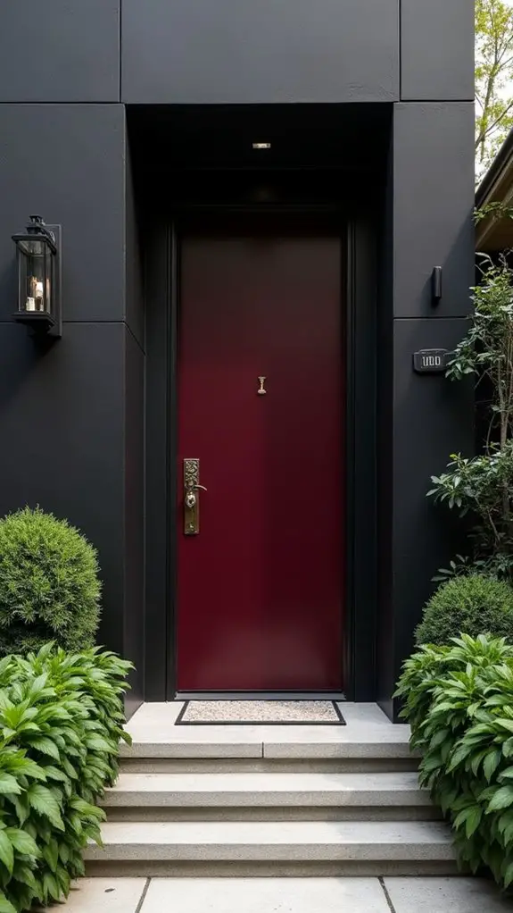 elegant burgundy door contrast