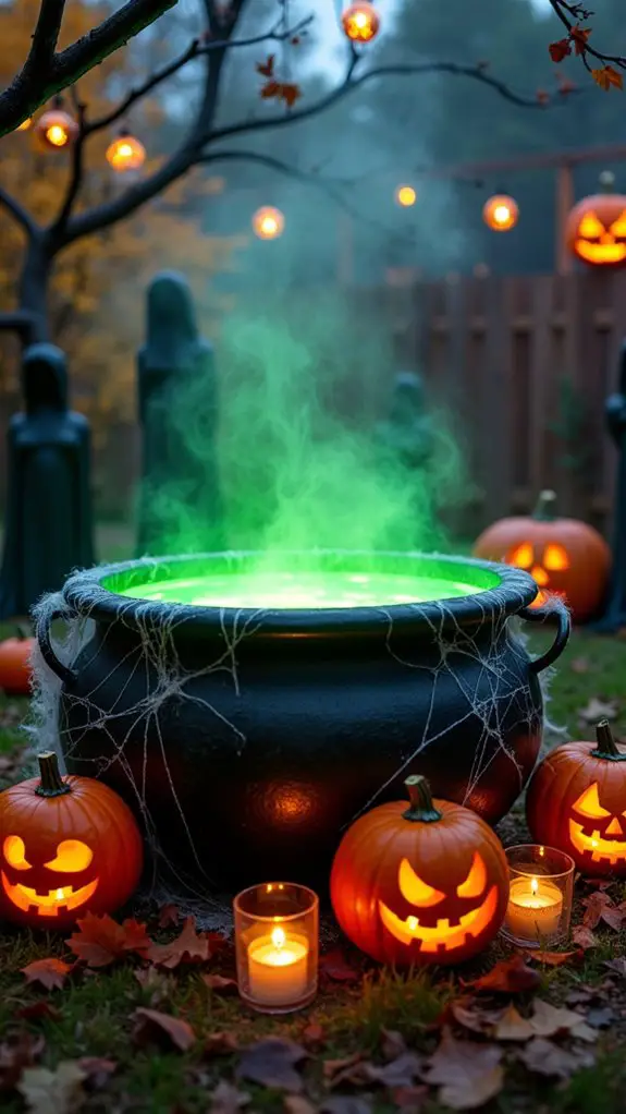 enchanting halloween cauldron display