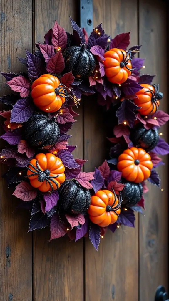 festive colorful halloween wreaths