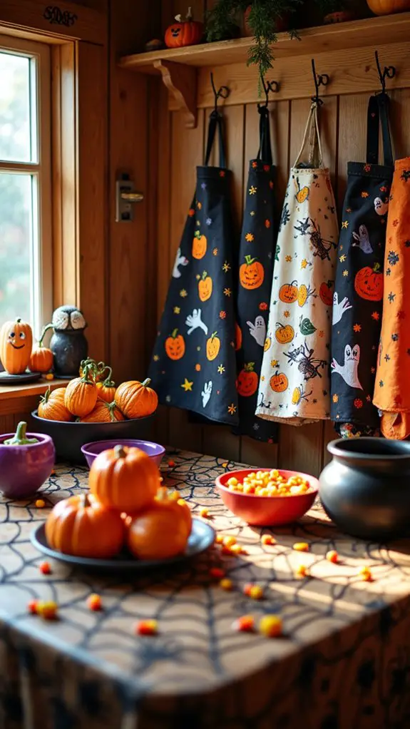 festive halloween cooking aprons