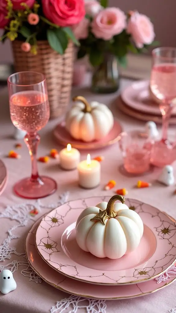 festive pink halloween decor