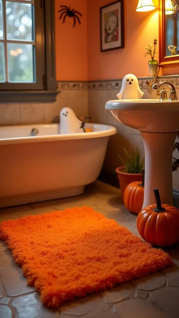 festive pumpkin bath mats