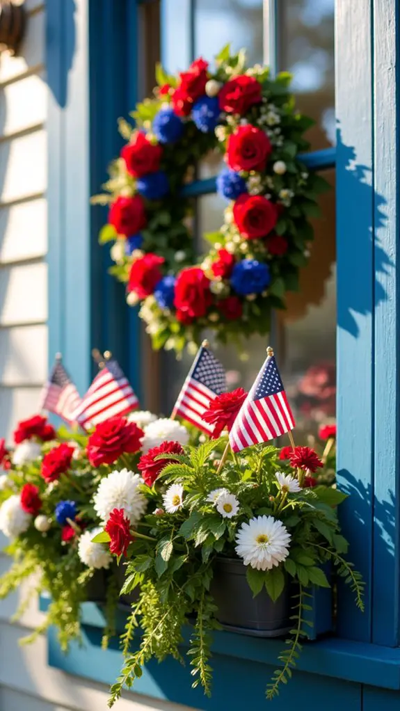 flags and flowers display