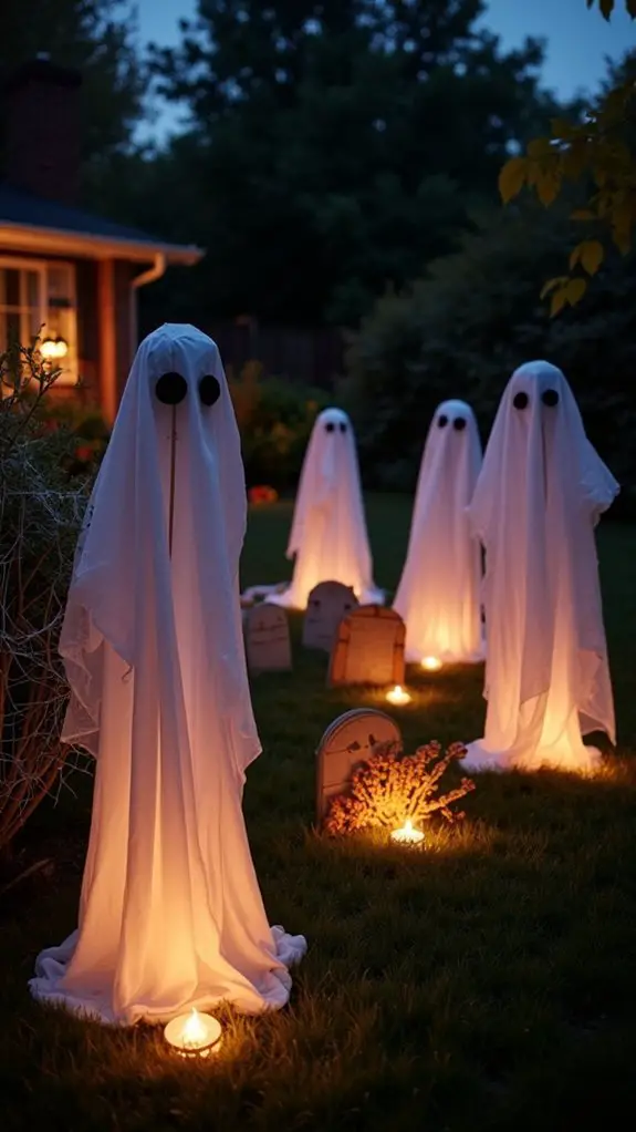floating ghosts in yard