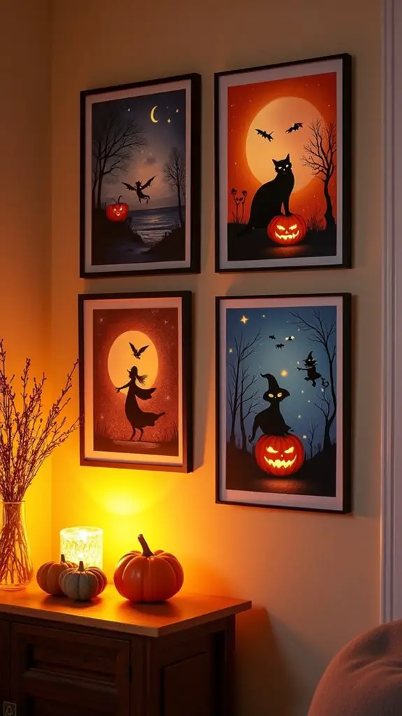 framed halloween decor prints