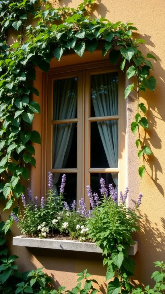 framing windows with vines