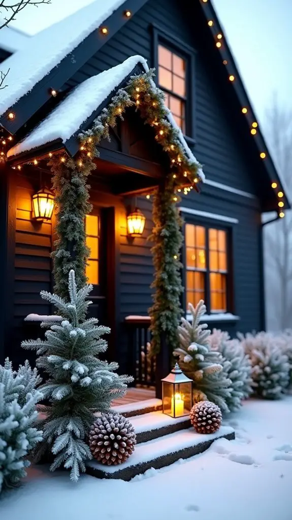 frosted pinecones enhance decor