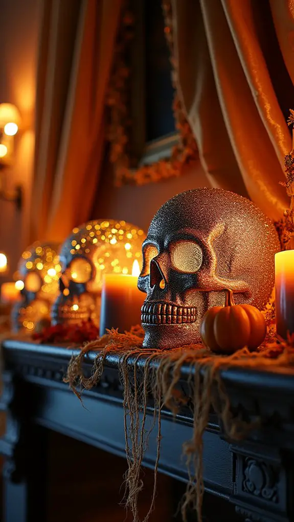 glittery skulls for halloween