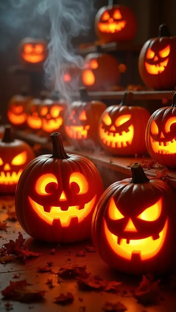 glowing jack o lanterns create ambiance