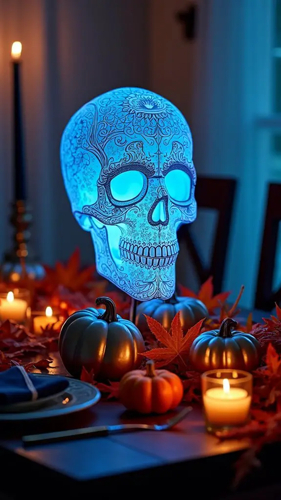 glowing skull halloween centerpiece