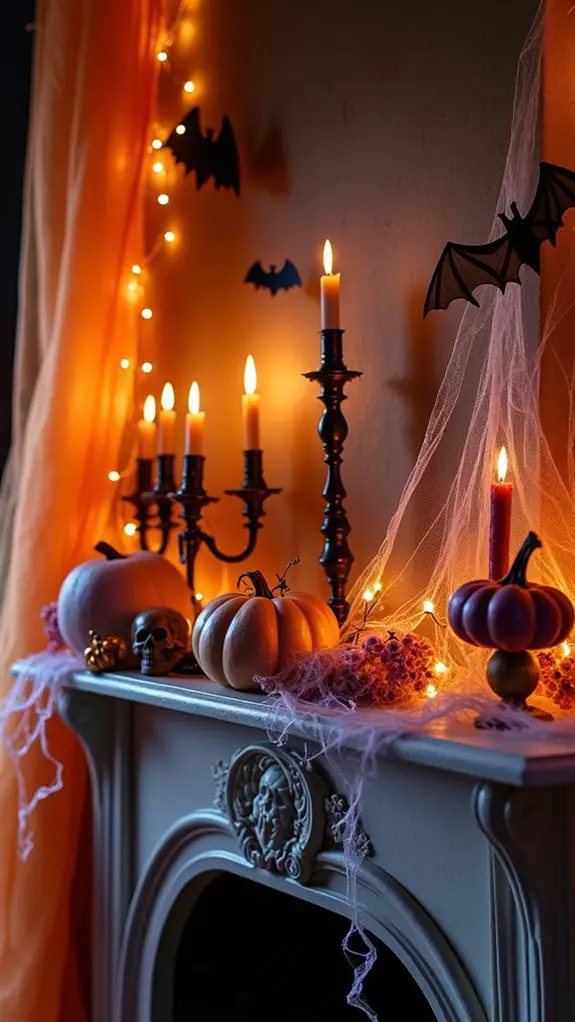 halloween fireplace mantel decor