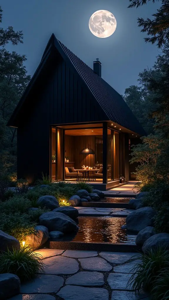 illuminated water feature serenity