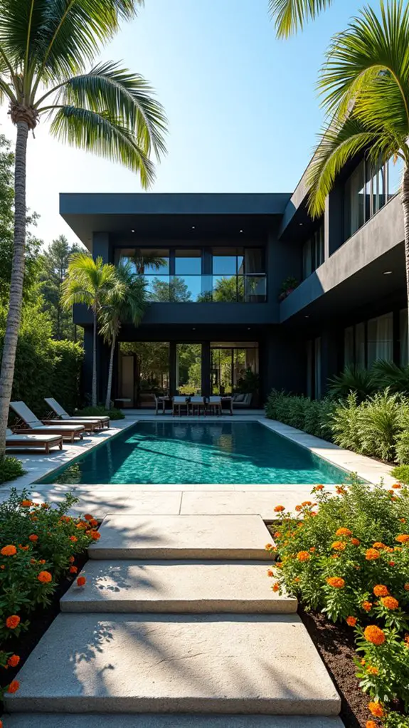 lush greenery and seating