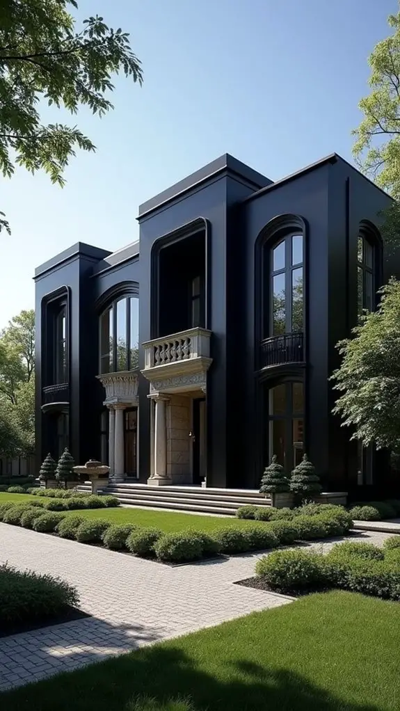 luxurious black stone mansion