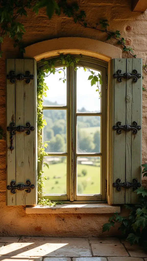 metal accented wooden shutters