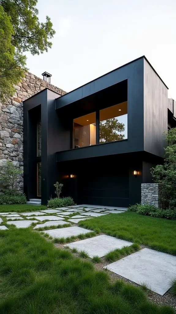 modern geometric stone facade