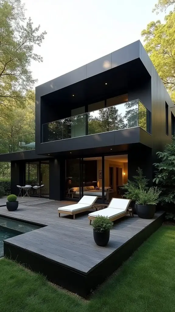 modernist home with glass