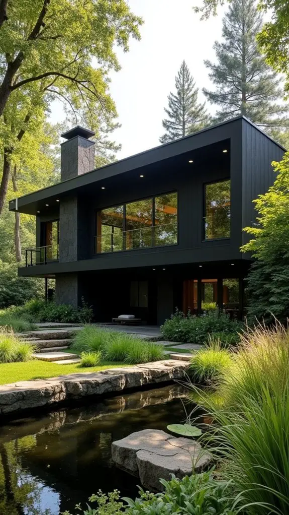 nature inspired black mid century homes