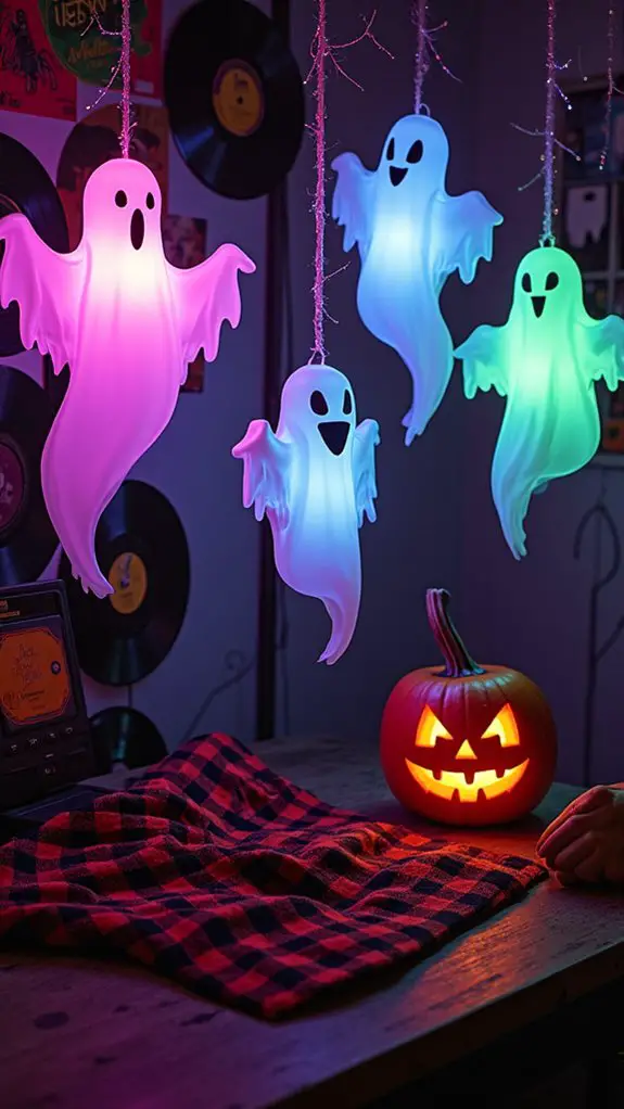 neon ghosts halloween decor