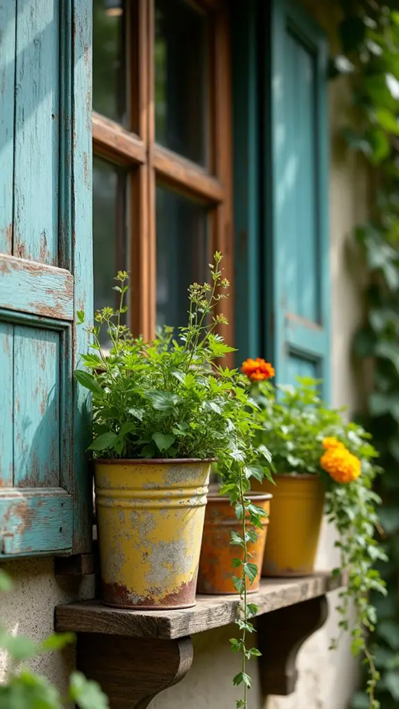 nostalgic vintage metal planters