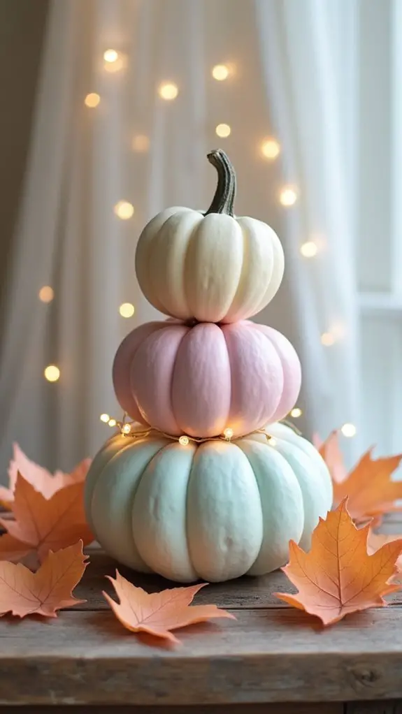 pastel pumpkin stack decor